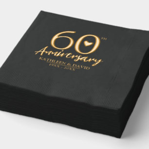 60. Hochzeitstag Herz individuell gestaltete Folie Servietten Mit Folie