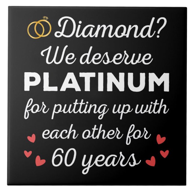 60. Hochzeitstag I - Diamond Funny Couple Fliese (Vorderseite)