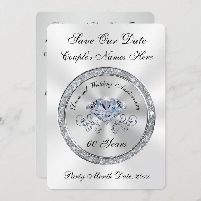 60. Hochzeitstag Karten speichern (Vorne/Hinten)