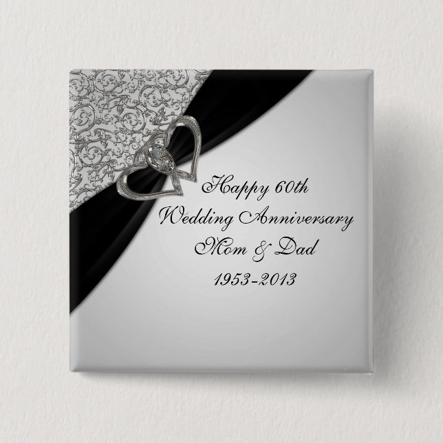 60. Hochzeitstag-Knopf Button (Vorderseite)