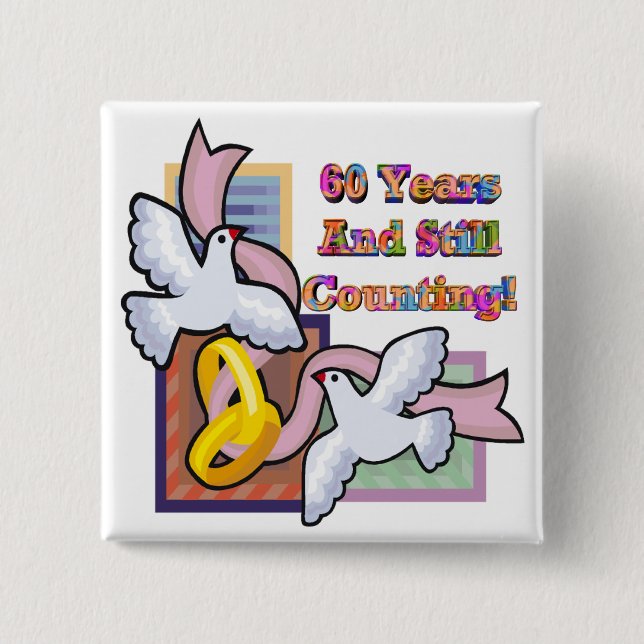 60. Hochzeitstag-Knopf Button (Vorderseite)