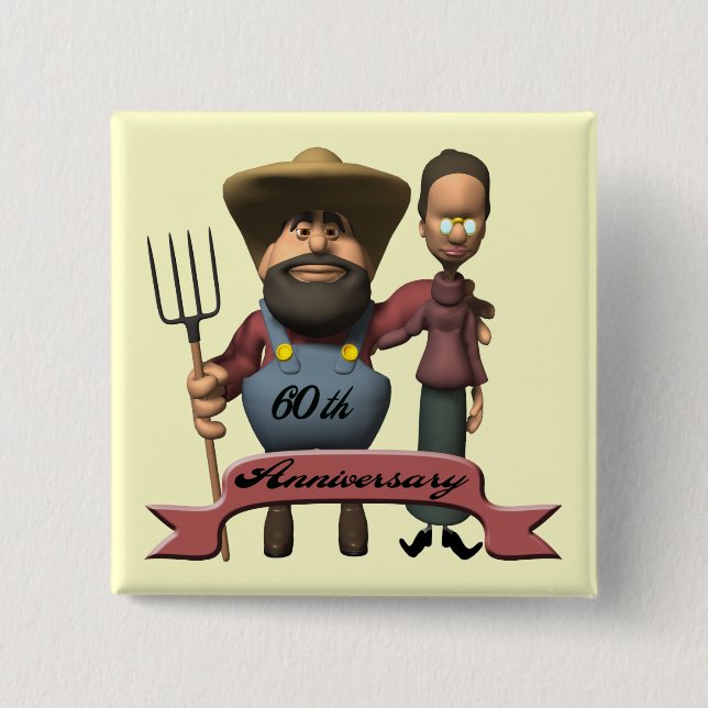 60. Hochzeitstag-Knopf Button (Vorderseite)