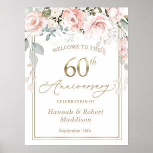 60. Hochzeitstag rosa Rosenblatt Poster