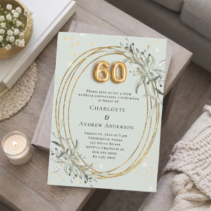 60. Hochzeitstag sagegrün gold Einladung