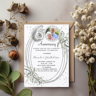 60. Hochzeitstag Silberdiamant Foto Einladung