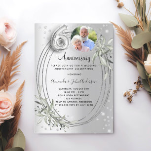 60. Hochzeitstag Silberdiamant Foto Einladung