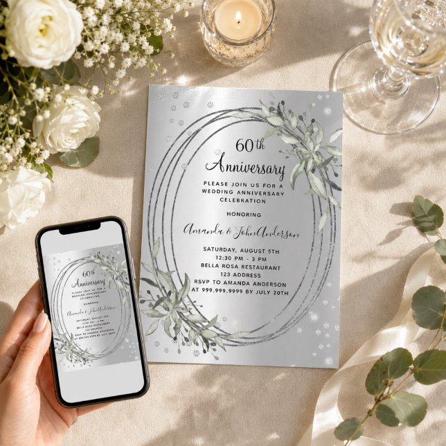 60. Hochzeitstag Silbergrün Diamant Einladung (Von Creator hochgeladen)
