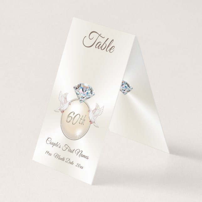 60. Hochzeitstag Tischnummernzelte (Rückseite)