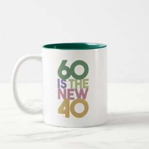 60 ist das neue 40 - 60. Geburtstagsgeschenk Essen Zweifarbige Tasse