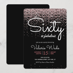 60. ist fabelhafte Geburtstagsparty Pink Glitzer Einladung