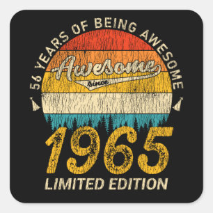 60 Jahre alt 1965 Retro Phantastisch 60. Geburtsta Quadratischer Aufkleber