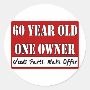 60 Jahre alt, ein Eigentümer - benötigt Teile, Ang Runder Aufkleber