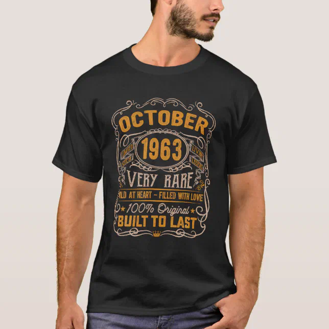 60 Jahre Geboren im alt 60. T-Shirt Retro 1963 Oktober