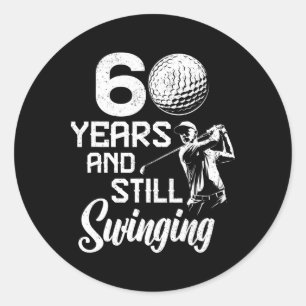60 Jahre alt Geburtstag Geschenke Golfer Vintag 60 Runder Aufkleber