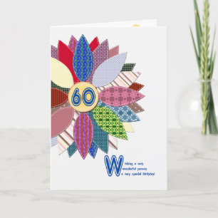 60 Jahre alt, geheftete Blume Geburtstag Karte