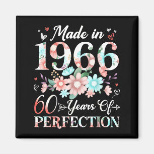 60 Jahre alt, hergestellt 1966, floral, 60. Geburt Magnet