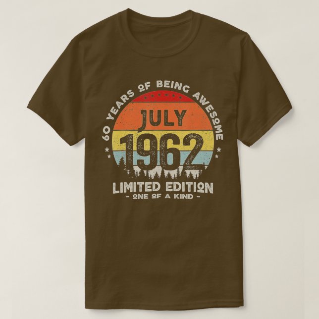 60 Jahre alt Juli 1962 Limited Edition 60. Geburts T-Shirt (Design vorne)