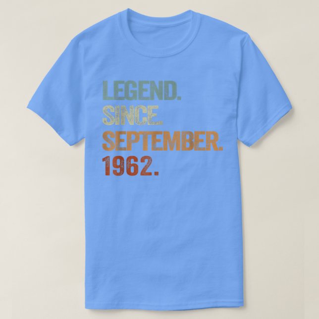 60 Jahre alte Geschenke lehnen seit September 1962 T-Shirt (Design vorne)