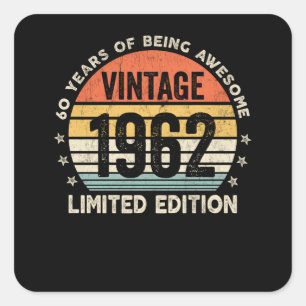 60 Jahre Awesome sein Vintage 1962 Quadratischer Aufkleber