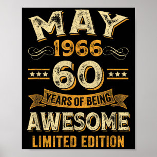 60 Jahre awesome vintage Mai 1966 60. Geburtstag Poster