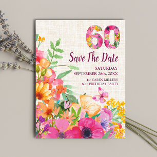 60 Jahre Blume Blumenhandwäsche 60. Geburtstag Ankündigungspostkarte