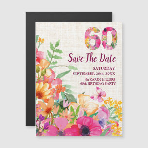 60 Jahre Blumenhandwäsche 60. Geburtstag Save the Magneteinladung