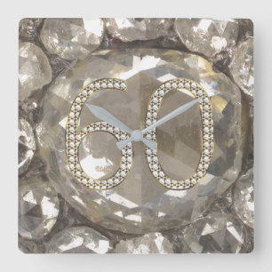 60 Jahre Diamond Wedding 2017 Elegant Quadratische Wanduhr