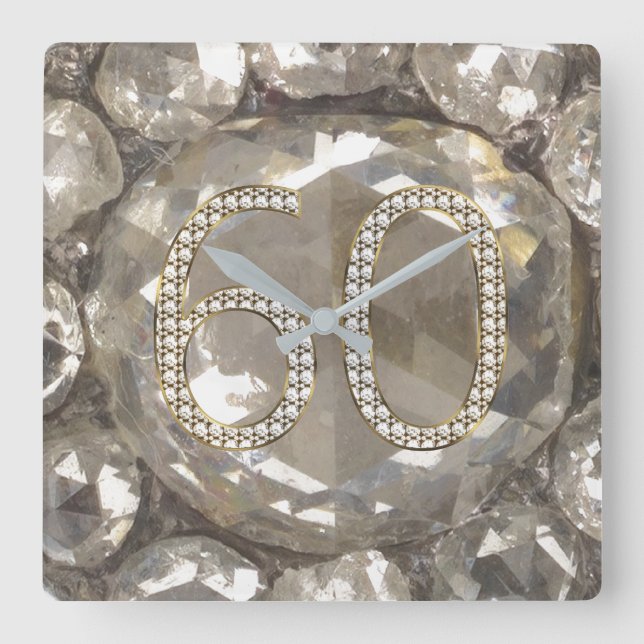 60 Jahre Diamond Wedding 2017 Elegant Quadratische Wanduhr (Vorderseite)