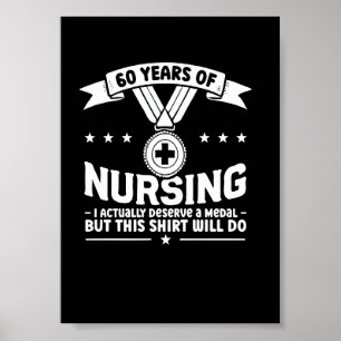 60 Jahre Pflege Verdienstvolle Medaille Krankensch Poster
