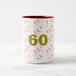 60 Jahre und Confetti-Tasse Zweifarbige Tasse
