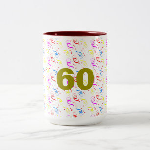 60 Jahre und Konfetti-Mug Zweifarbige Tasse
