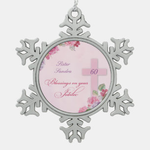 60. Jahrestag des religiösen Lebens katholische N Schneeflocken Zinn-Ornament