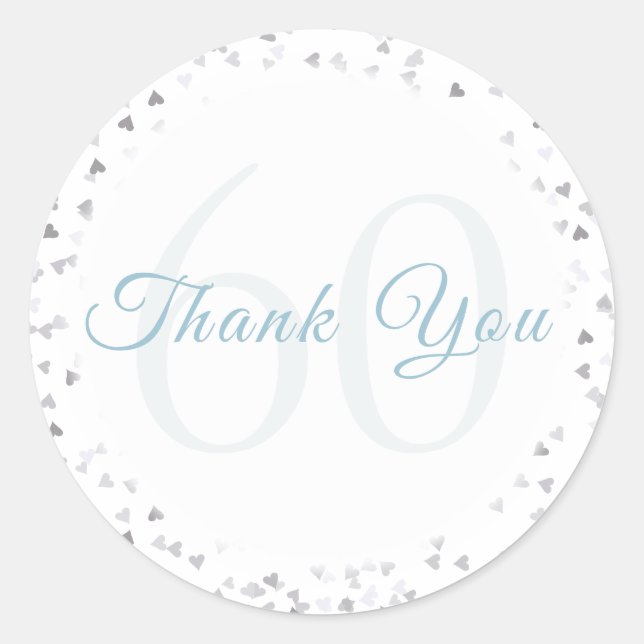 60. Jahrestag Hearts Confetti Vielen Dank Runder Aufkleber (Vorderseite)
