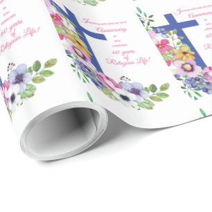 60. Jahrestag, Nun, Religious Life Cross Geschenkpapier