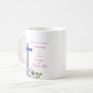 60. Jahrestag, Nun, Religious Life Cross Kaffeetasse