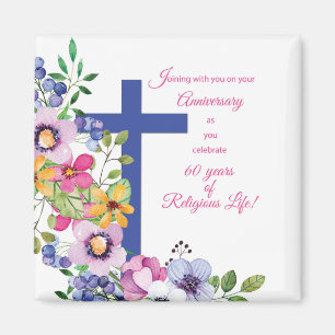 60. Jahrestag, Nun, Religious Life Cross Magnet