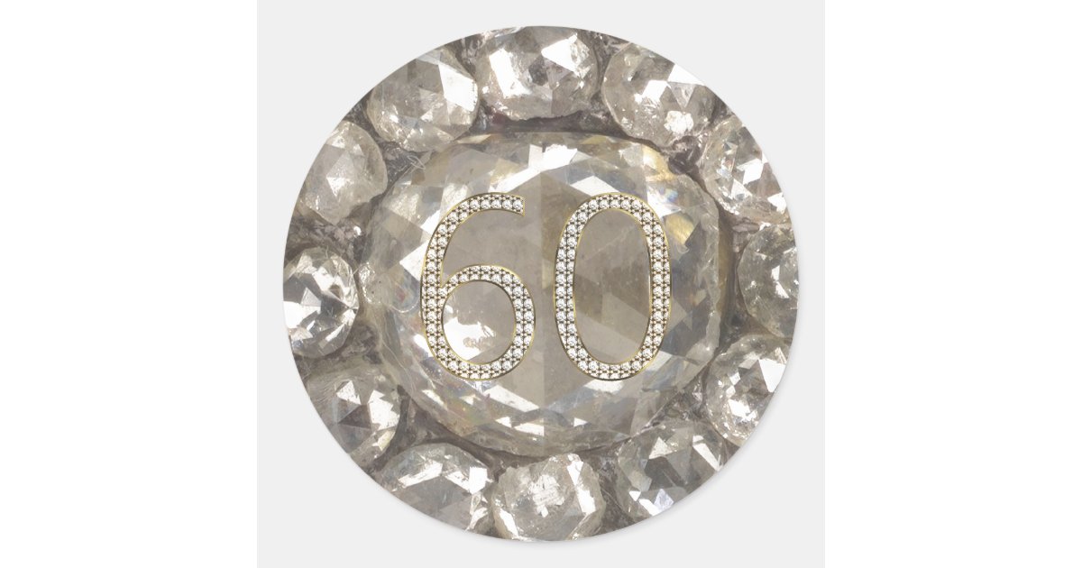 60 Jahrestags Diamant Hochzeit 60 Jahre Jubilaum Runder Aufkleber Zazzle At
