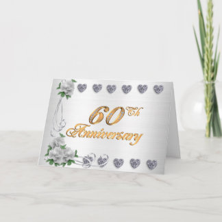 60. Jahrestags-Party Einladungs-Weißsatin Einladung