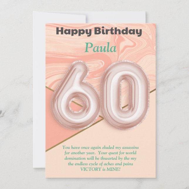 60-jährige Mädchen Happy Birthday Card (Vorderseite)