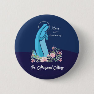 60. Jubiläum des Ordenslebens Nonne Rosa Blume Button