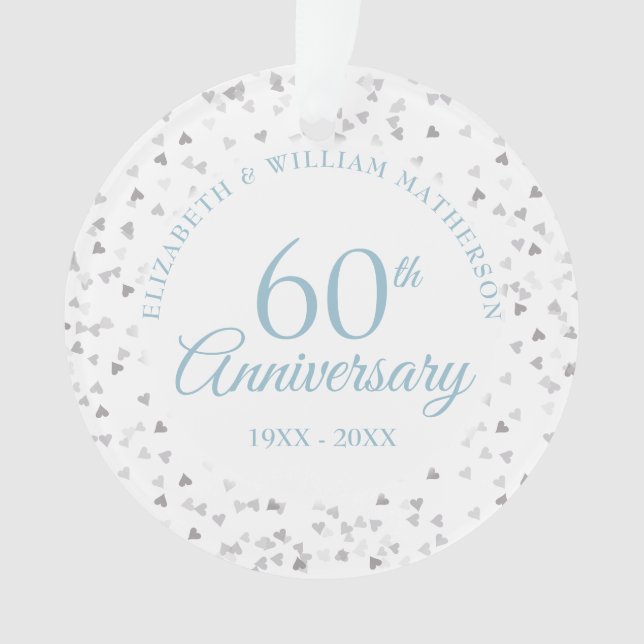 60. Jubiläum Hearts Confetti Ornament (Vorderseite)
