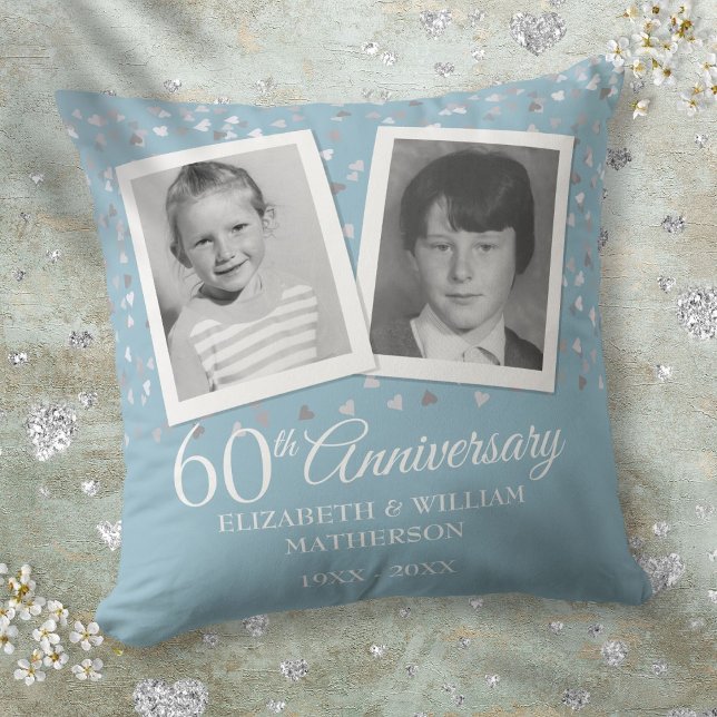 60. Jubiläum-Kinderjubiläum-Fotos Kissen (60th Diamond Wedding Anniversary Child Photos Throw Pillow)