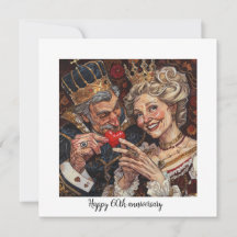 60. Jubiläum King Queen of Hearts Paar Karte