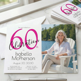 60. Jubiläum Minimal Rosa 60. Geburtstag Einladung