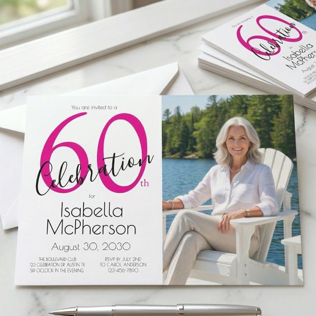 60. Jubiläum Minimal Rosa 60. Geburtstag Einladung (Von Creator hochgeladen)