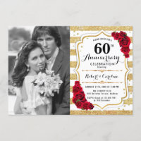 60. Jubiläum mit Foto - Gold White Red