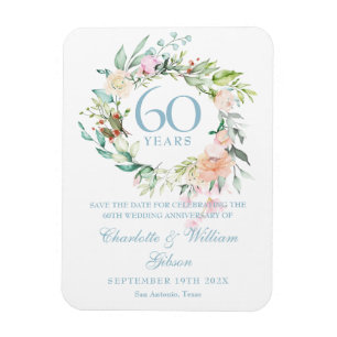 60. Jubiläum Save the Date Country Roses Magnet