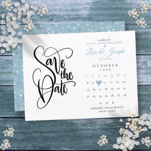 60. Jubiläum Save the Date Herz-Kalender Ankündigungspostkarte
