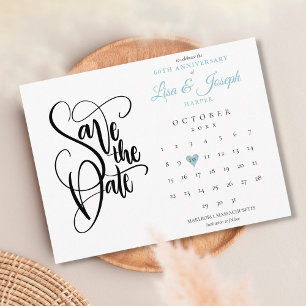 60. Jubiläum Save the Date Kalender Liebe Herz Postkarte