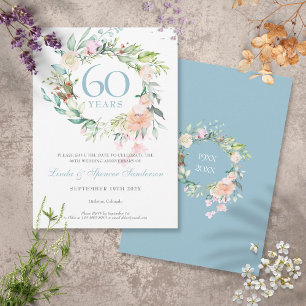 60. Jubiläum Save-the-Date Rosen Girlande Einladung